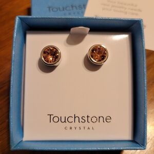 Swarovski Touchstone Crystal Rose Peach Ice Stud Earrings